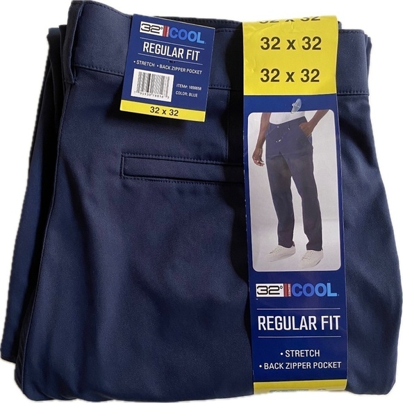 32 Degrees Cool 32x32 Men's Stretch Performance Pants, Regular Fit, Blue NWT - Picture 6 of 16